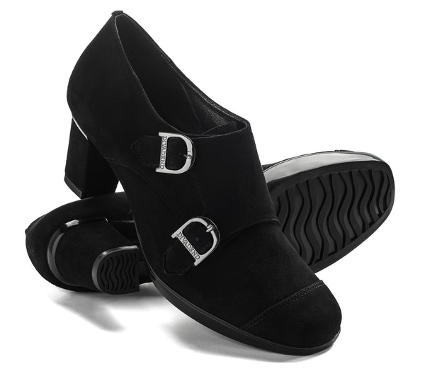 Buckle Shoe in Black Suede